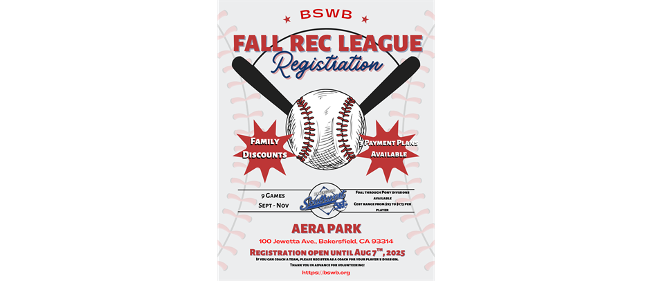 Fall Registration Now Open